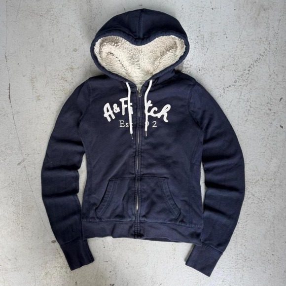 Jackets & Blazers - y2k abercrombie & fitch sherpa lined embroidered logo zip up jacket